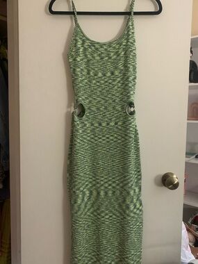 Green Knit Cutout Midi Dress - Women's